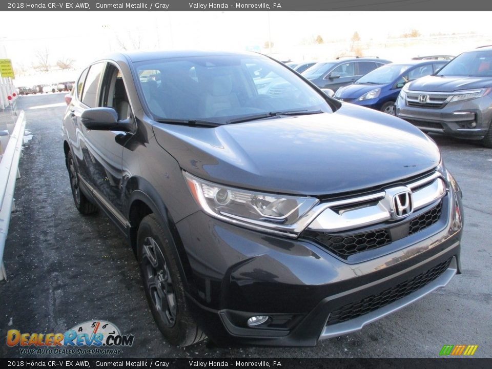 2018 Honda CR-V EX AWD Gunmetal Metallic / Gray Photo #7