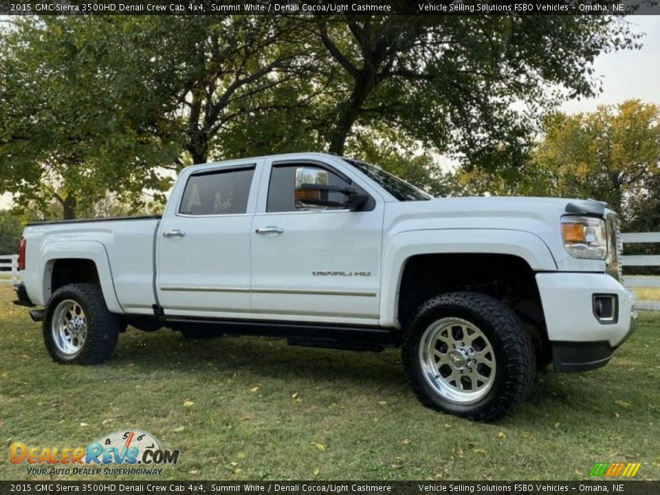 2015 GMC Sierra 3500HD Denali Crew Cab 4x4 Summit White / Denali Cocoa/Light Cashmere Photo #3