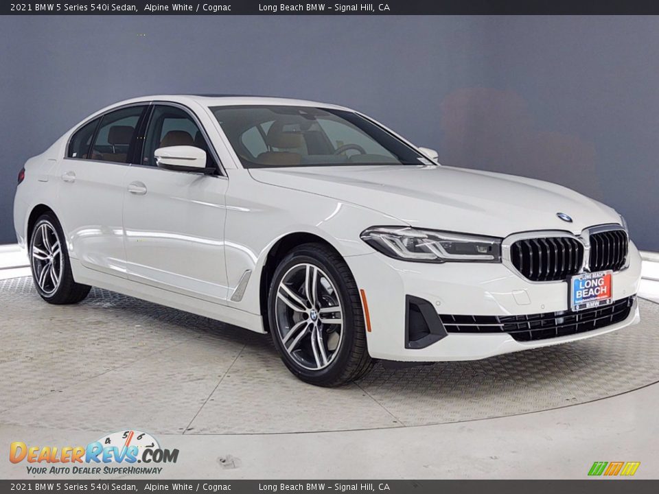 2021 BMW 5 Series 540i Sedan Alpine White / Cognac Photo #27