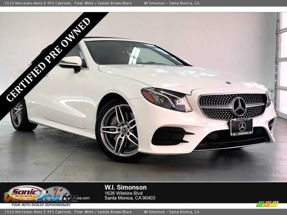 2019 Mercedes-Benz E 450 Cabriolet Polar White / Saddle Brown/Black Photo #1