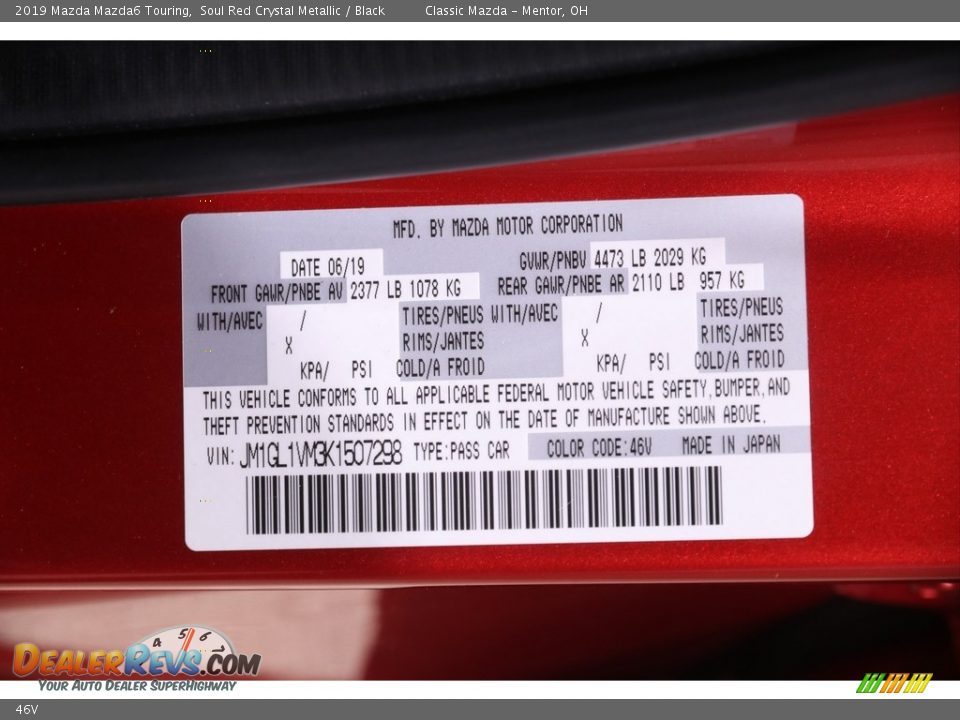 Mazda Color Code 46V Soul Red Crystal Metallic