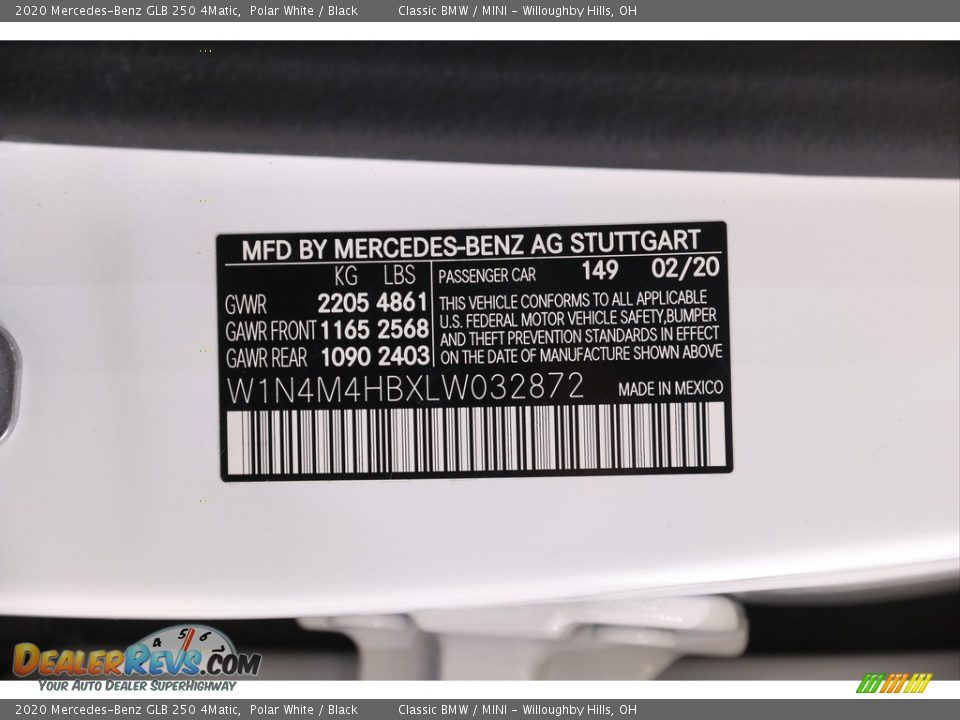 2020 Mercedes-Benz GLB 250 4Matic Polar White / Black Photo #28