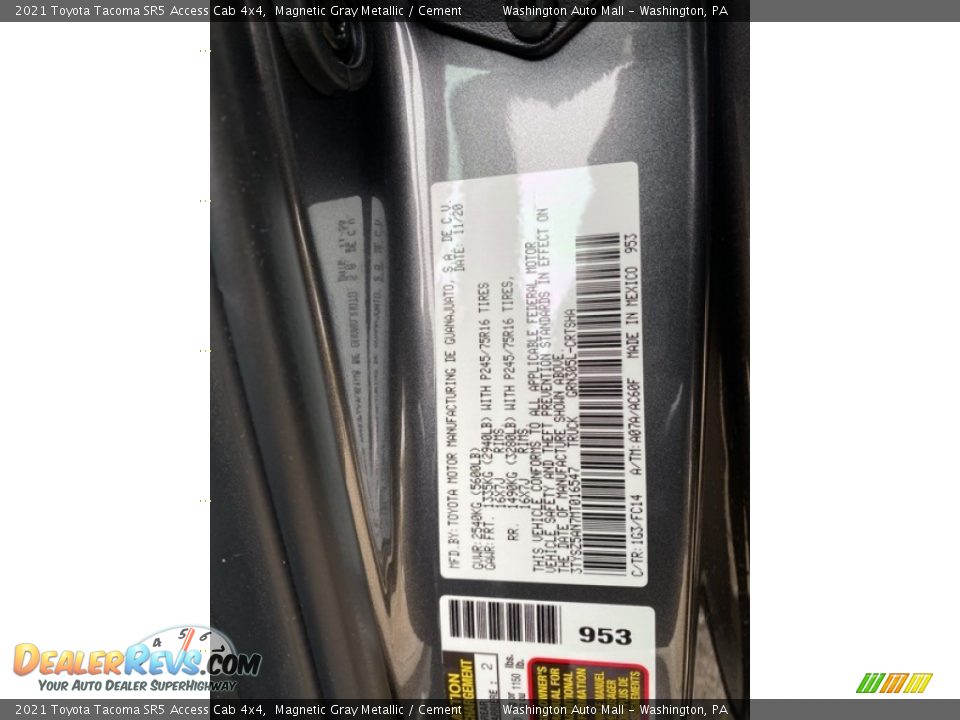 2021 Toyota Tacoma SR5 Access Cab 4x4 Magnetic Gray Metallic / Cement Photo #30