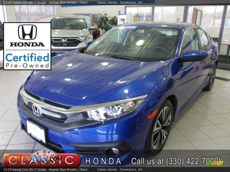 2018 Honda Civic EX-T Sedan Aegean Blue Metallic / Black Photo #1