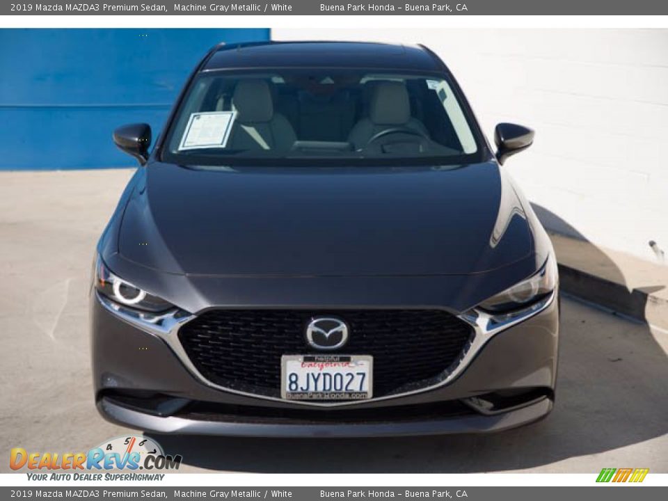 2019 Mazda MAZDA3 Premium Sedan Machine Gray Metallic / White Photo #7