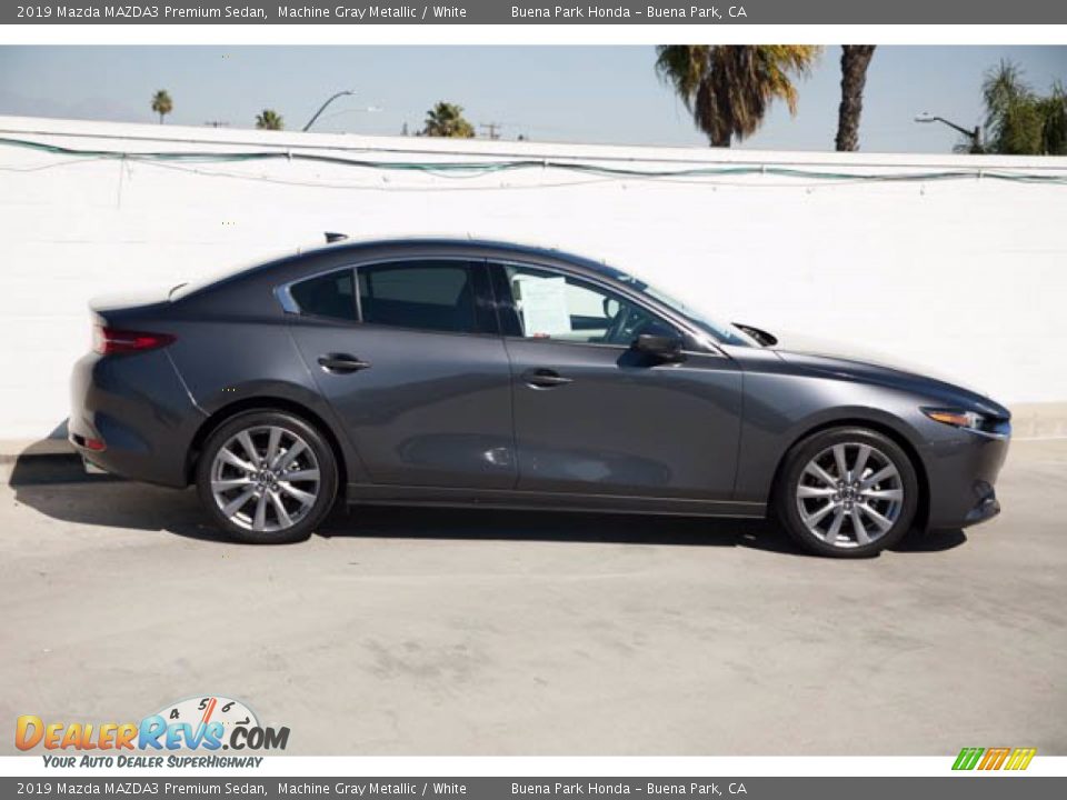 2019 Mazda MAZDA3 Premium Sedan Machine Gray Metallic / White Photo #14