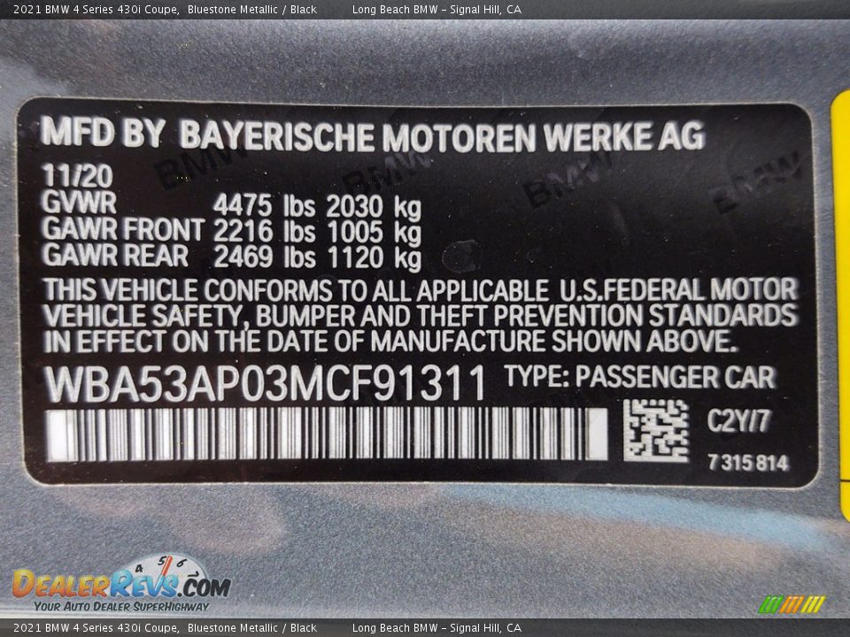 2021 BMW 4 Series 430i Coupe Bluestone Metallic / Black Photo #25
