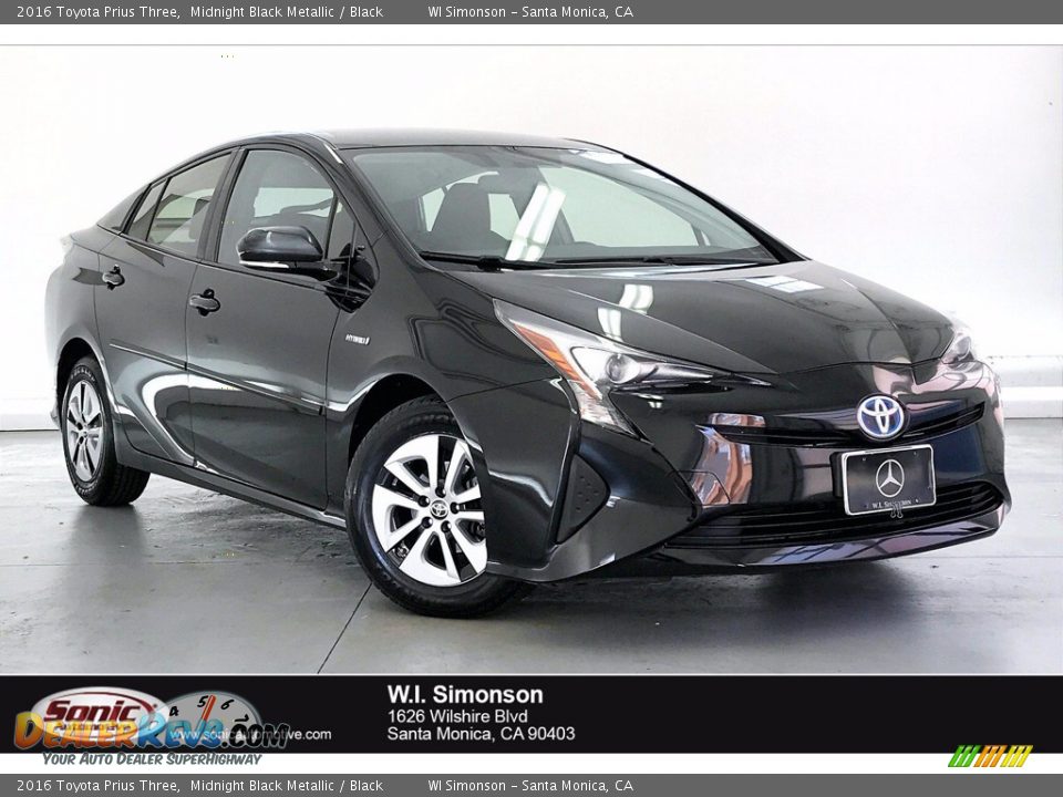 2016 Toyota Prius Three Midnight Black Metallic / Black Photo #1