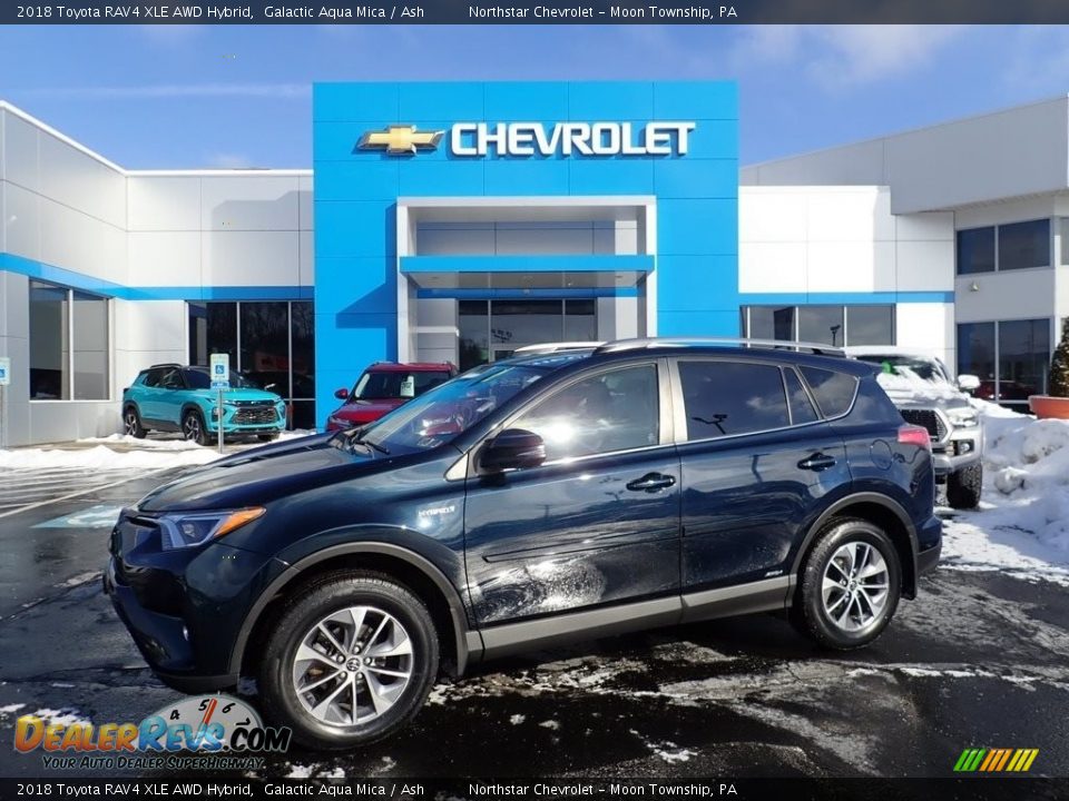 2018 Toyota RAV4 XLE AWD Hybrid Galactic Aqua Mica / Ash Photo #1