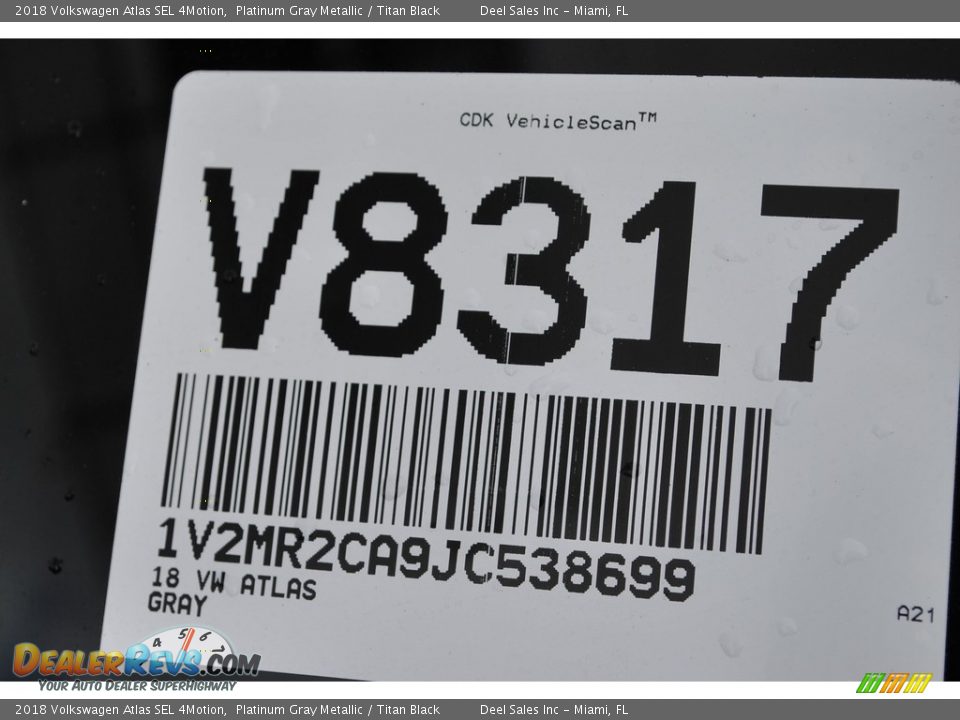 2018 Volkswagen Atlas SEL 4Motion Platinum Gray Metallic / Titan Black Photo #20