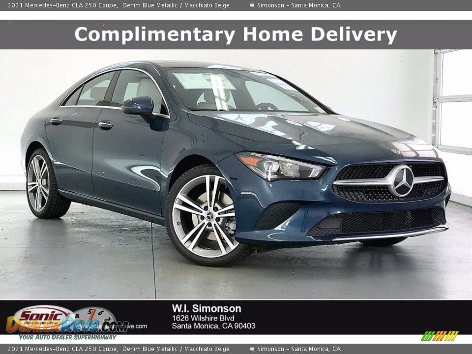 2021 Mercedes-Benz CLA 250 Coupe Denim Blue Metallic / Macchiato Beige Photo #1