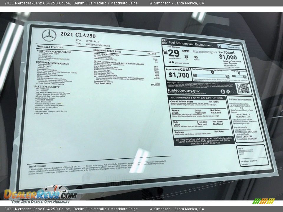 2021 Mercedes-Benz CLA 250 Coupe Denim Blue Metallic / Macchiato Beige Photo #11