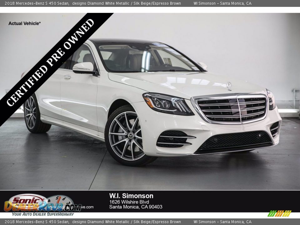 2018 Mercedes-Benz S 450 Sedan designo Diamond White Metallic / Silk Beige/Espresso Brown Photo #1