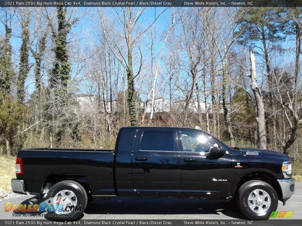 2021 Ram 2500 Big Horn Mega Cab 4x4 Diamond Black Crystal Pearl / Black/Diesel Gray Photo #5