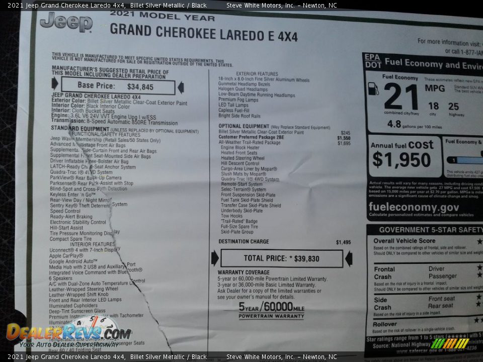 2021 Jeep Grand Cherokee Laredo 4x4 Billet Silver Metallic / Black Photo #28