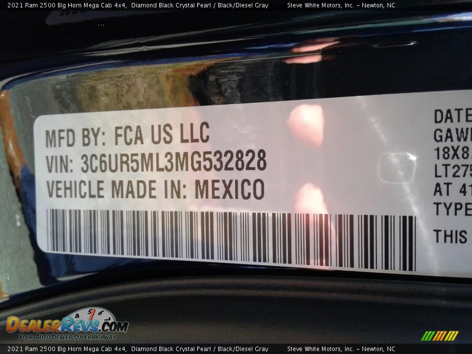 2021 Ram 2500 Big Horn Mega Cab 4x4 Diamond Black Crystal Pearl / Black/Diesel Gray Photo #34