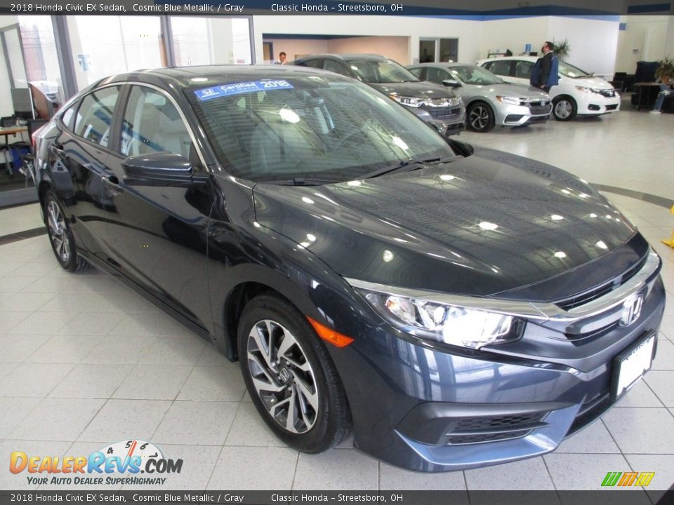 2018 Honda Civic EX Sedan Cosmic Blue Metallic / Gray Photo #3