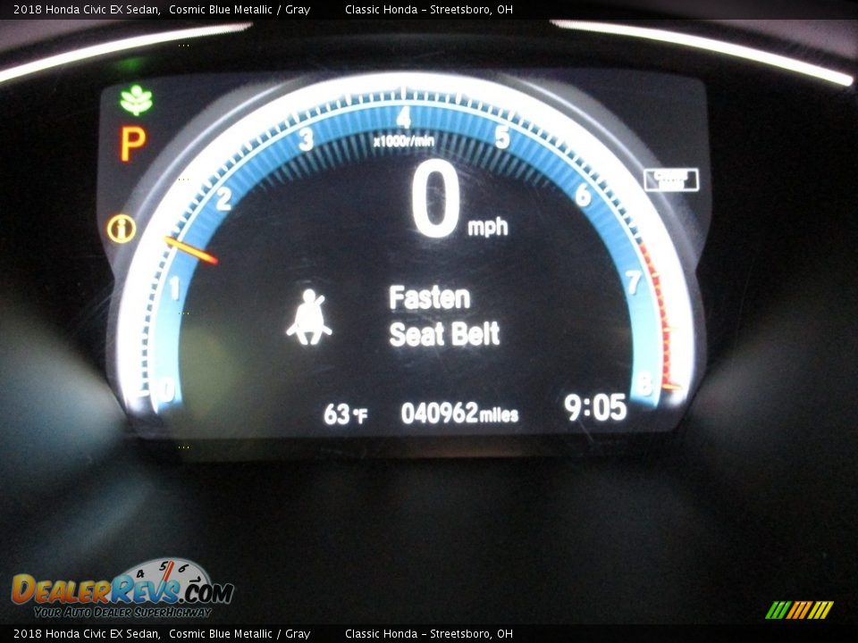 2018 Honda Civic EX Sedan Cosmic Blue Metallic / Gray Photo #32