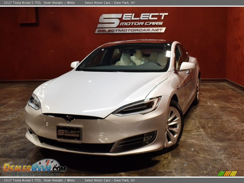 2017 Tesla Model S 75D Silver Metallic / White Photo #1