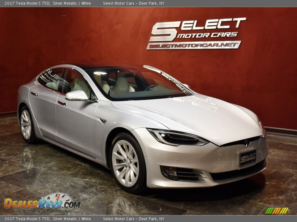 2017 Tesla Model S 75D Silver Metallic / White Photo #2