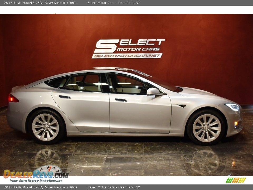 2017 Tesla Model S 75D Silver Metallic / White Photo #3