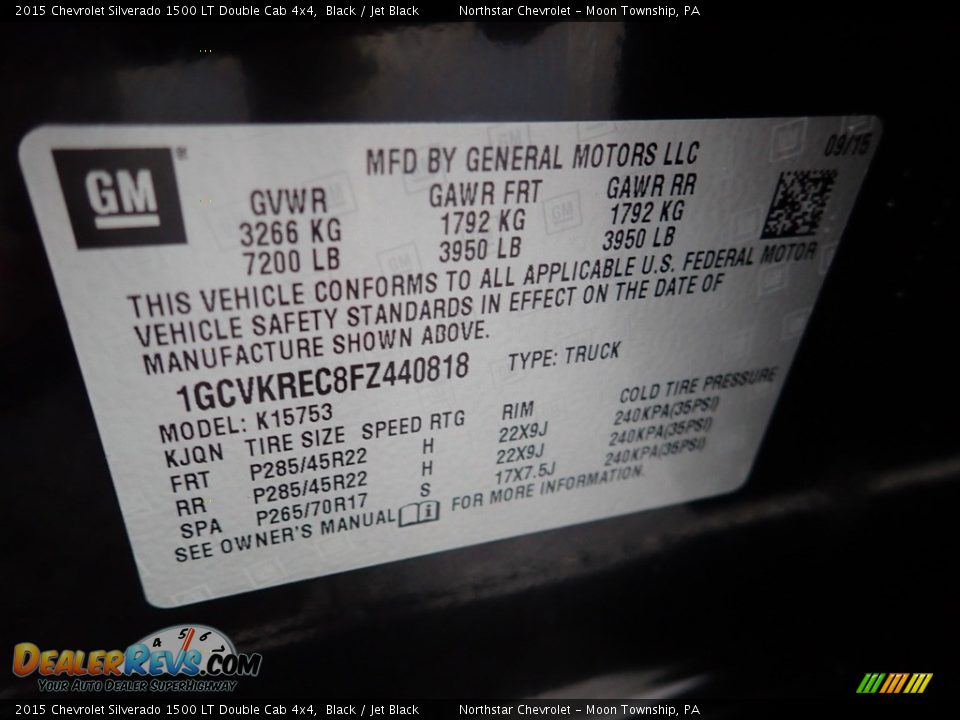 2015 Chevrolet Silverado 1500 LT Double Cab 4x4 Black / Jet Black Photo #28