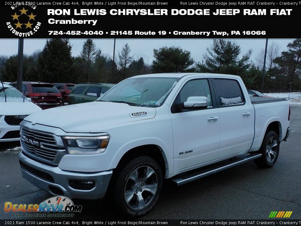 2021 Ram 1500 Laramie Crew Cab 4x4 Bright White / Light Frost Beige/Mountain Brown Photo #1