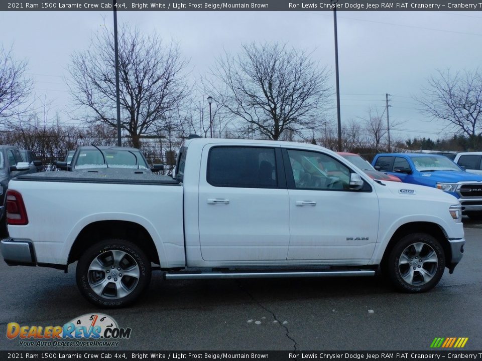 2021 Ram 1500 Laramie Crew Cab 4x4 Bright White / Light Frost Beige/Mountain Brown Photo #4