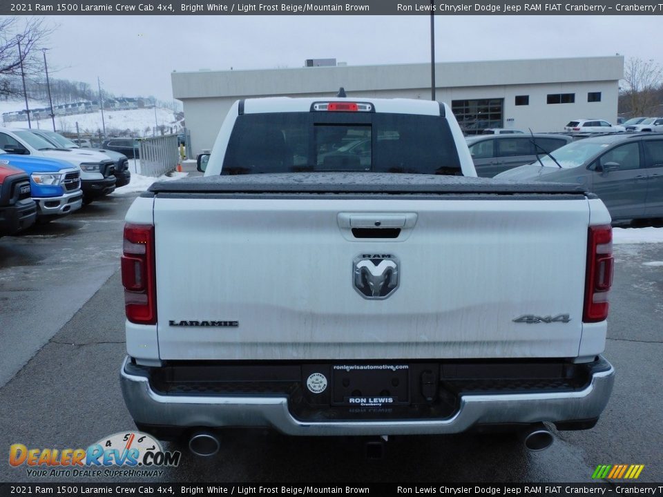 2021 Ram 1500 Laramie Crew Cab 4x4 Bright White / Light Frost Beige/Mountain Brown Photo #6