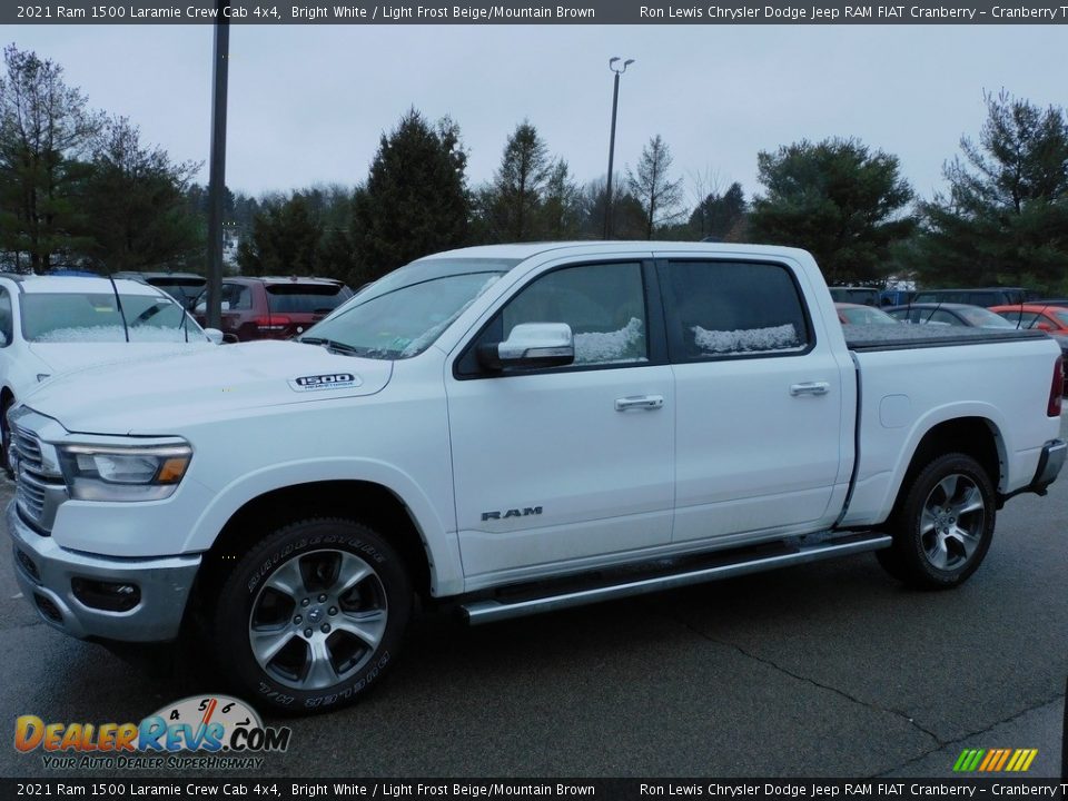 2021 Ram 1500 Laramie Crew Cab 4x4 Bright White / Light Frost Beige/Mountain Brown Photo #8