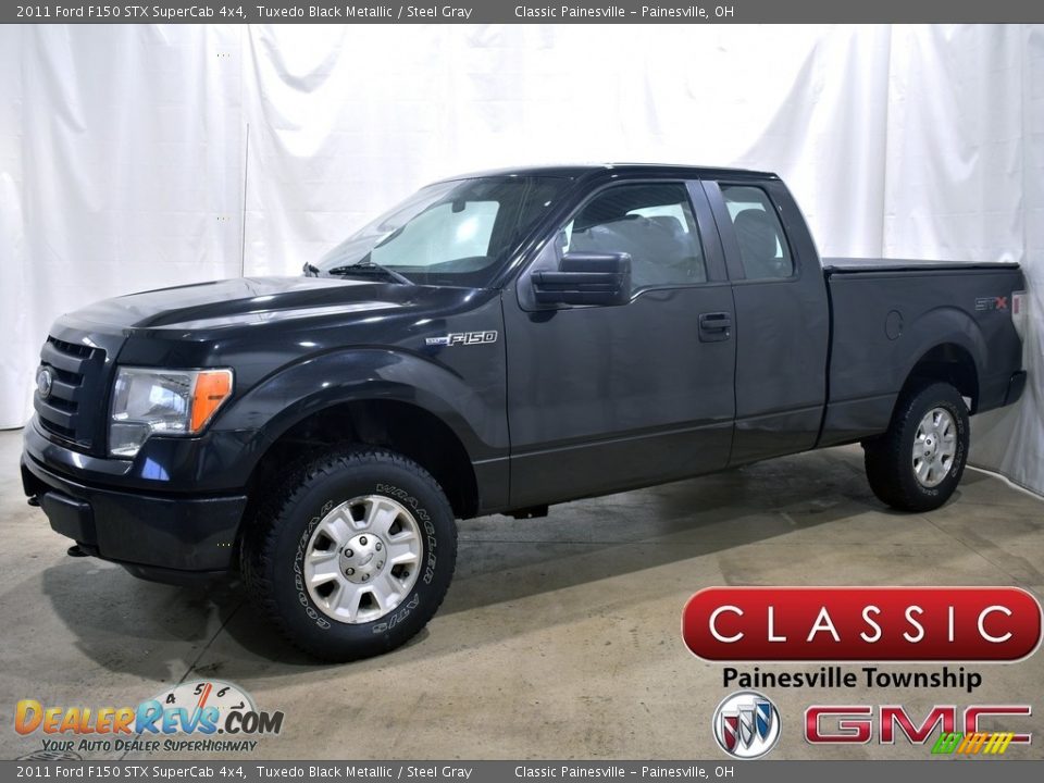 2011 Ford F150 STX SuperCab 4x4 Tuxedo Black Metallic / Steel Gray Photo #1