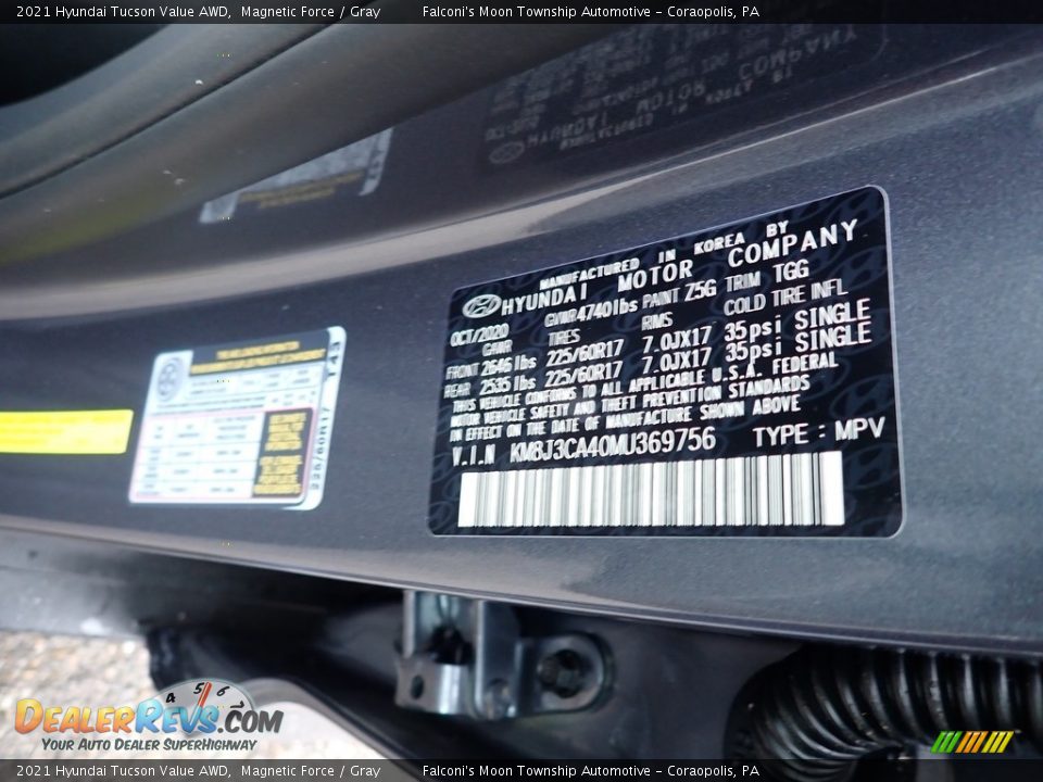 2021 Hyundai Tucson Value AWD Magnetic Force / Gray Photo #10