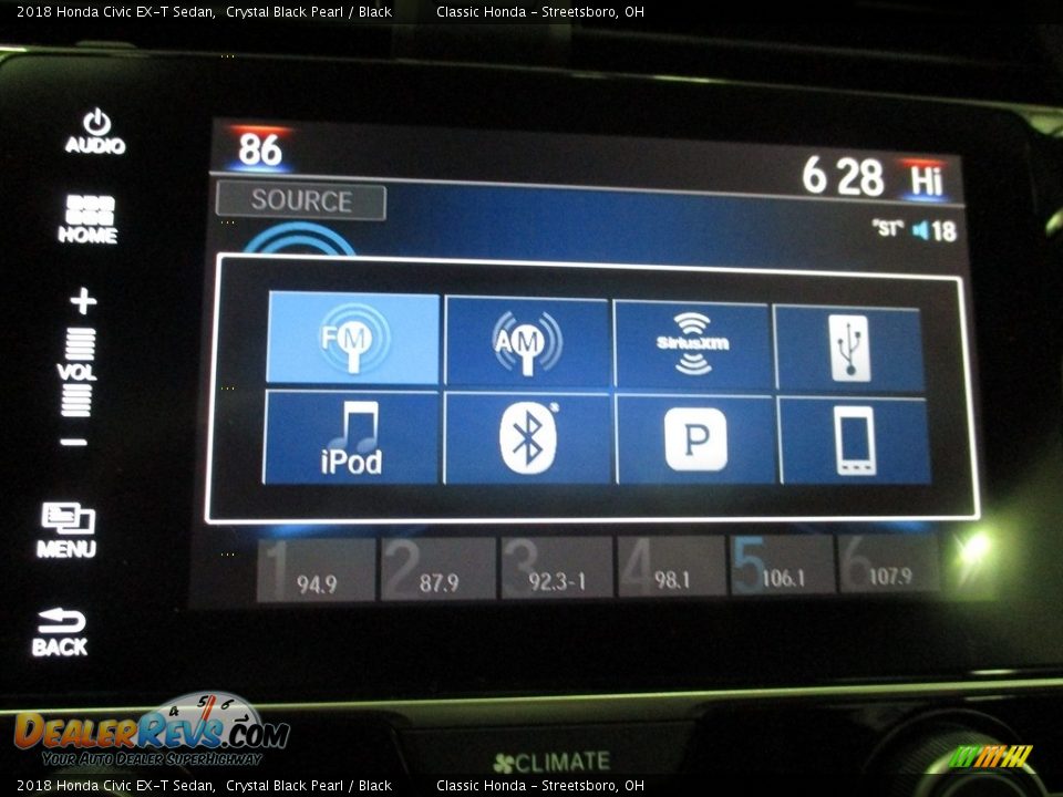 2018 Honda Civic EX-T Sedan Crystal Black Pearl / Black Photo #36