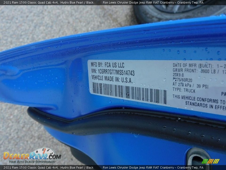2021 Ram 1500 Classic Quad Cab 4x4 Hydro Blue Pearl / Black Photo #20
