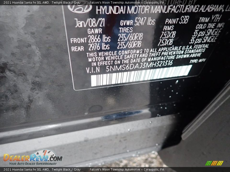 2021 Hyundai Santa Fe SEL AWD Twilight Black / Gray Photo #12