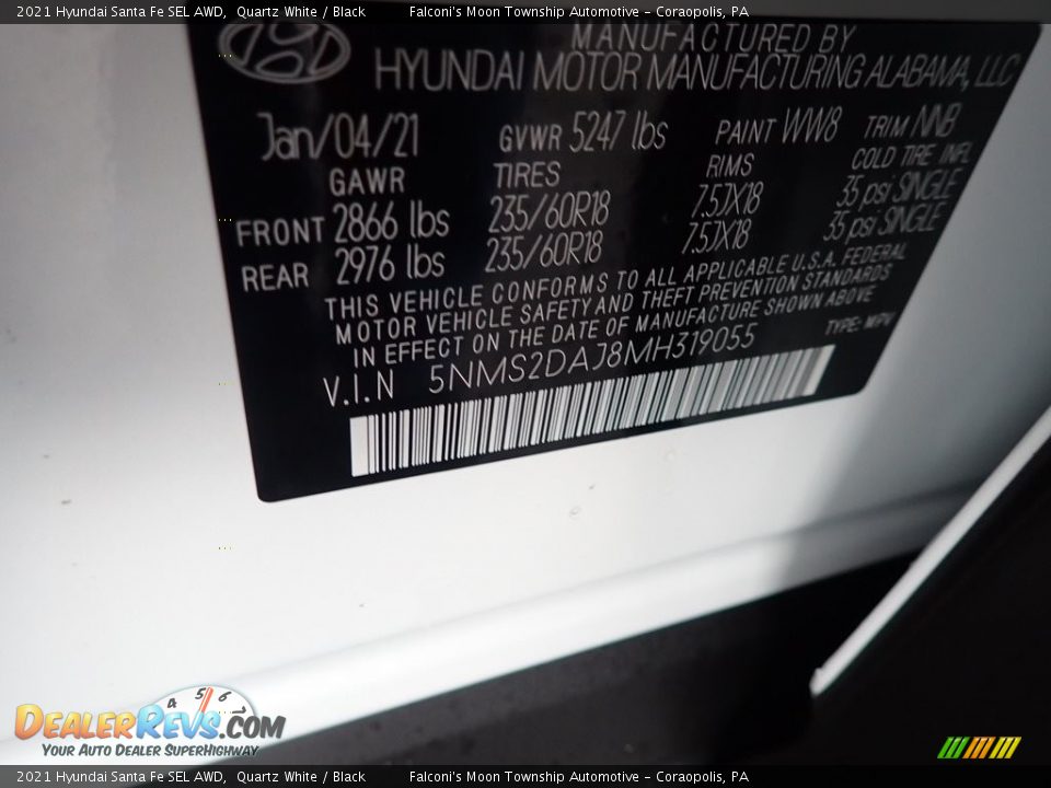 2021 Hyundai Santa Fe SEL AWD Quartz White / Black Photo #12