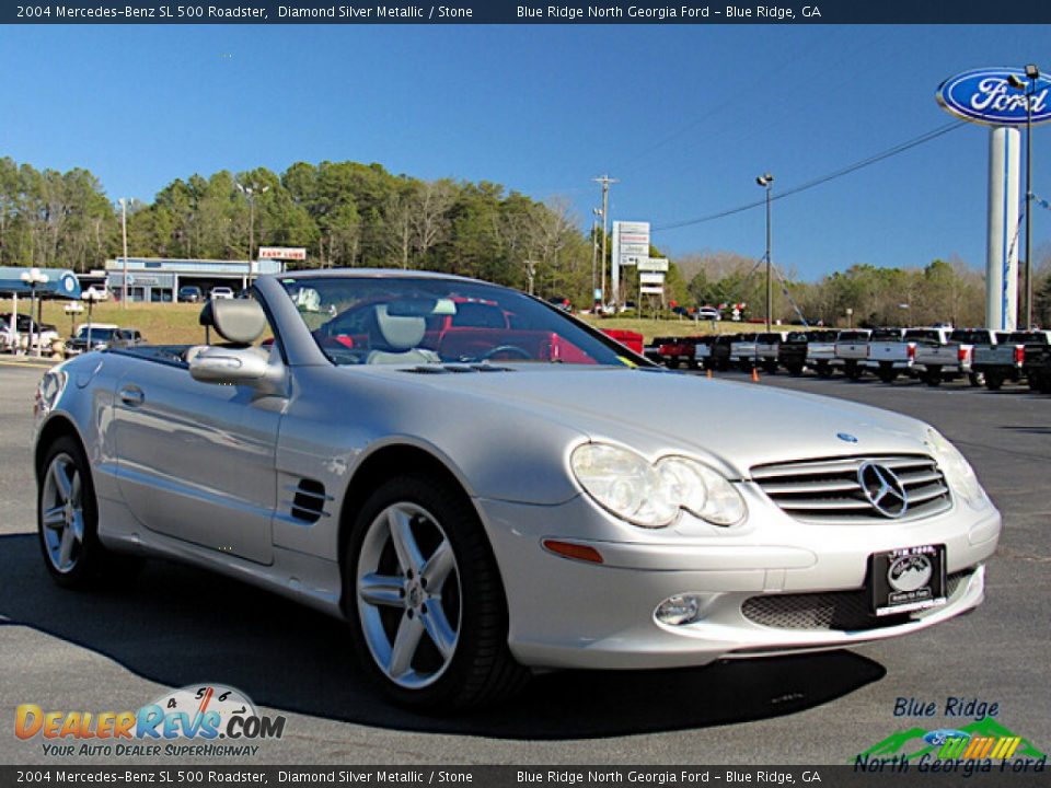 2004 Mercedes-Benz SL 500 Roadster Diamond Silver Metallic / Stone Photo #7