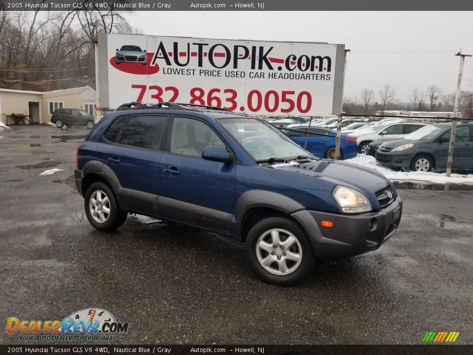 2005 Hyundai Tucson GLS V6 4WD Nautical Blue / Gray Photo #1