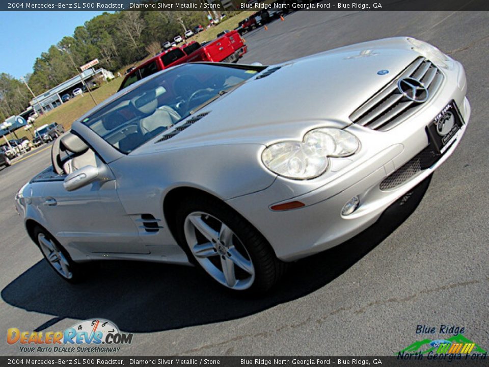 2004 Mercedes-Benz SL 500 Roadster Diamond Silver Metallic / Stone Photo #25