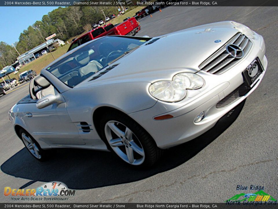 2004 Mercedes-Benz SL 500 Roadster Diamond Silver Metallic / Stone Photo #25