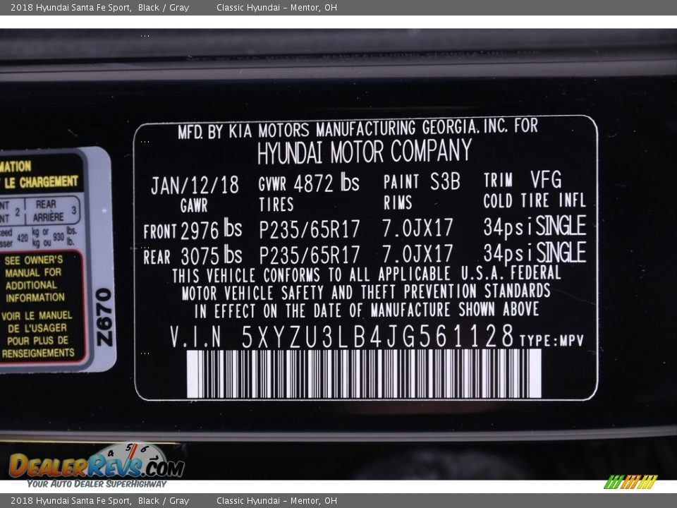 2018 Hyundai Santa Fe Sport Black / Gray Photo #21