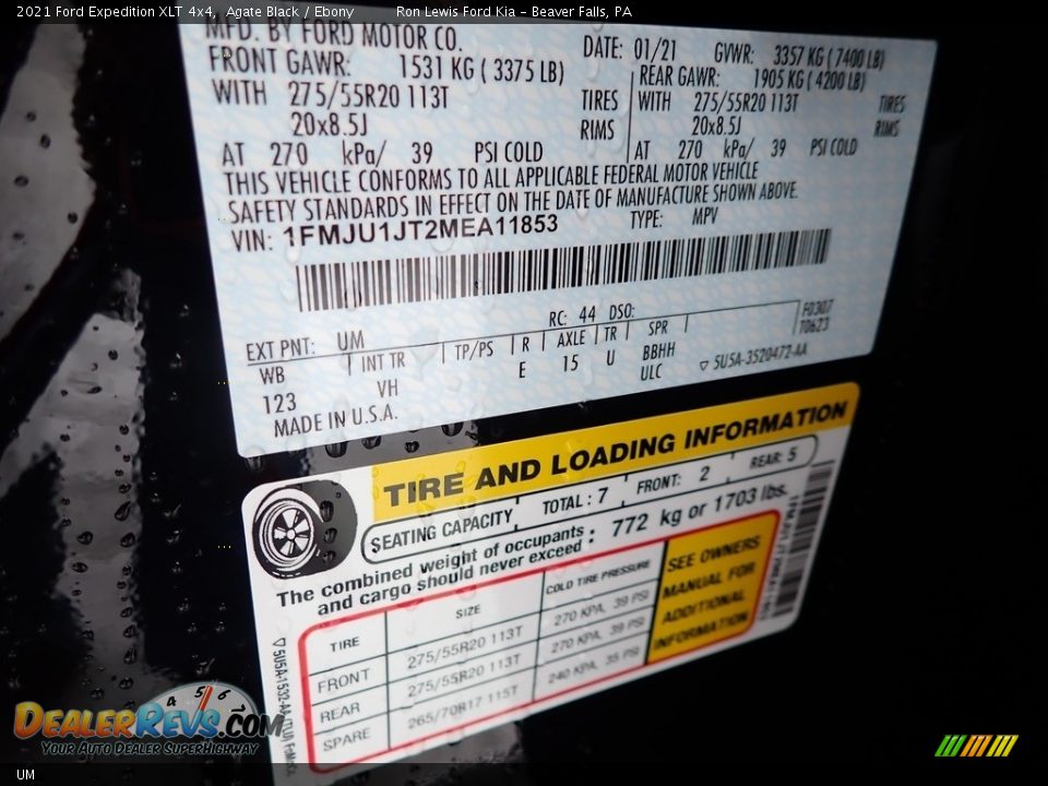 Ford Color Code UM Agate Black