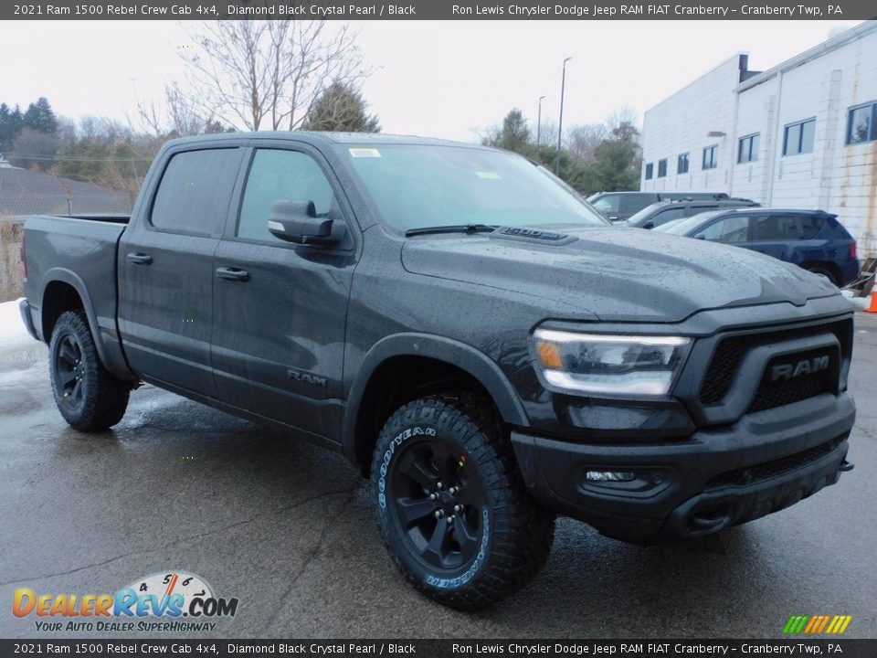 2021 Ram 1500 Rebel Crew Cab 4x4 Diamond Black Crystal Pearl / Black Photo #3