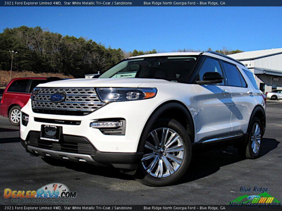 2021 Ford Explorer Limited 4WD Star White Metallic Tri-Coat / Sandstone Photo #1