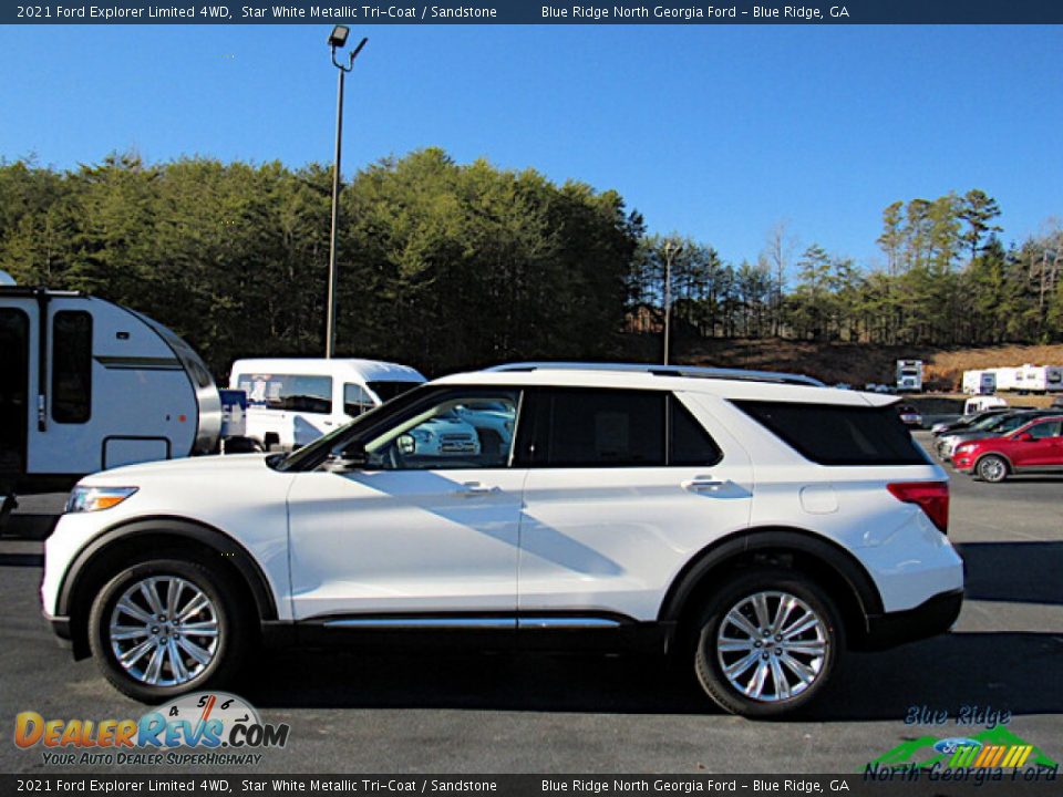 2021 Ford Explorer Limited 4WD Star White Metallic Tri-Coat / Sandstone Photo #2