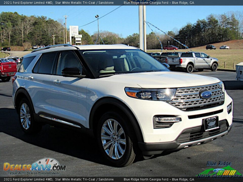 2021 Ford Explorer Limited 4WD Star White Metallic Tri-Coat / Sandstone Photo #7