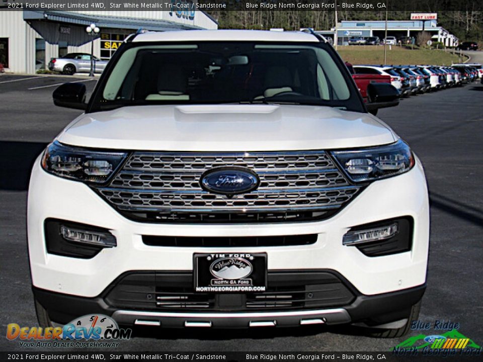 2021 Ford Explorer Limited 4WD Star White Metallic Tri-Coat / Sandstone Photo #8