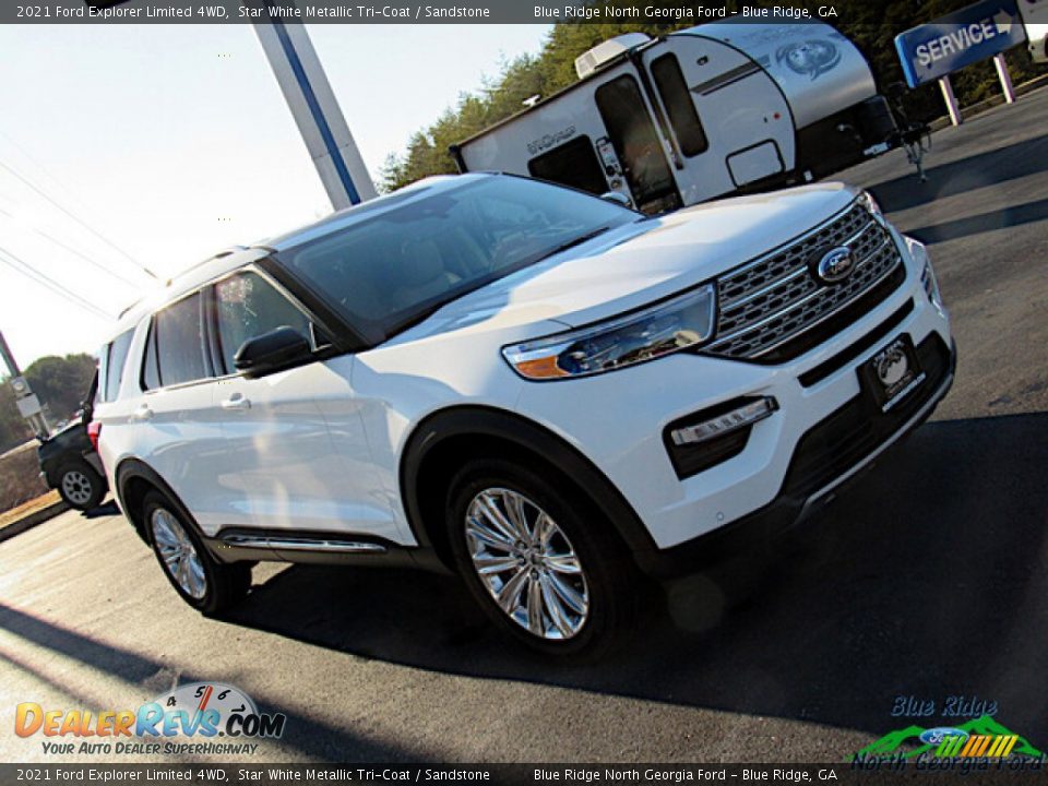 2021 Ford Explorer Limited 4WD Star White Metallic Tri-Coat / Sandstone Photo #28