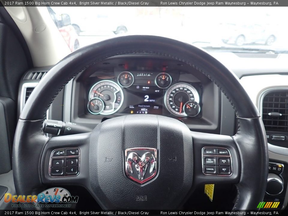 2017 Ram 1500 Big Horn Crew Cab 4x4 Bright Silver Metallic / Black/Diesel Gray Photo #20