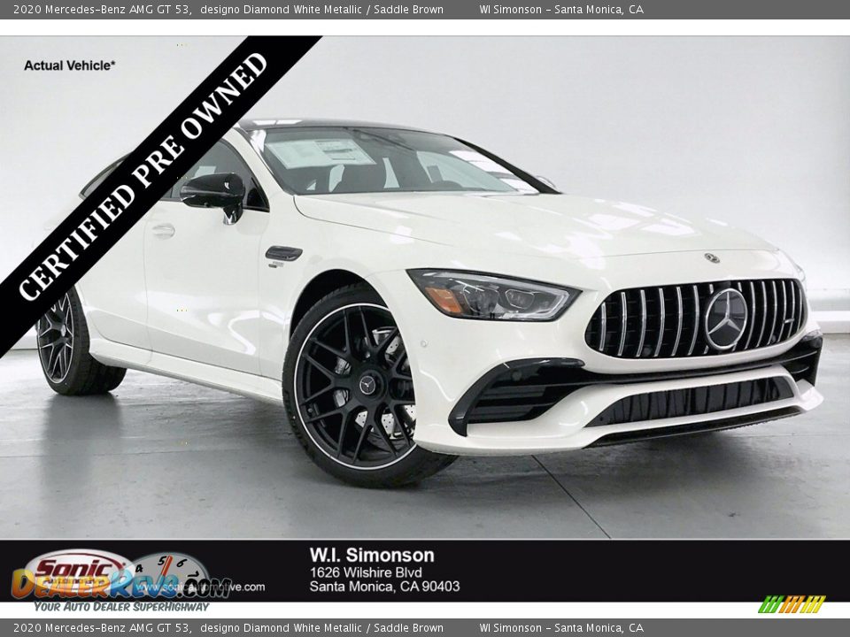 2020 Mercedes-Benz AMG GT 53 designo Diamond White Metallic / Saddle Brown Photo #1